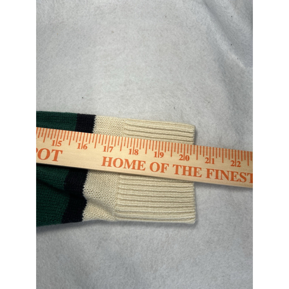 H&M Divided Striped Sweater Green White Woman’s Medium Crew Neck - Picture 9 of 11